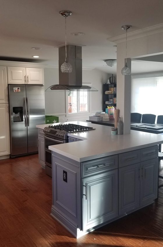 crown molding kitchen going into living room